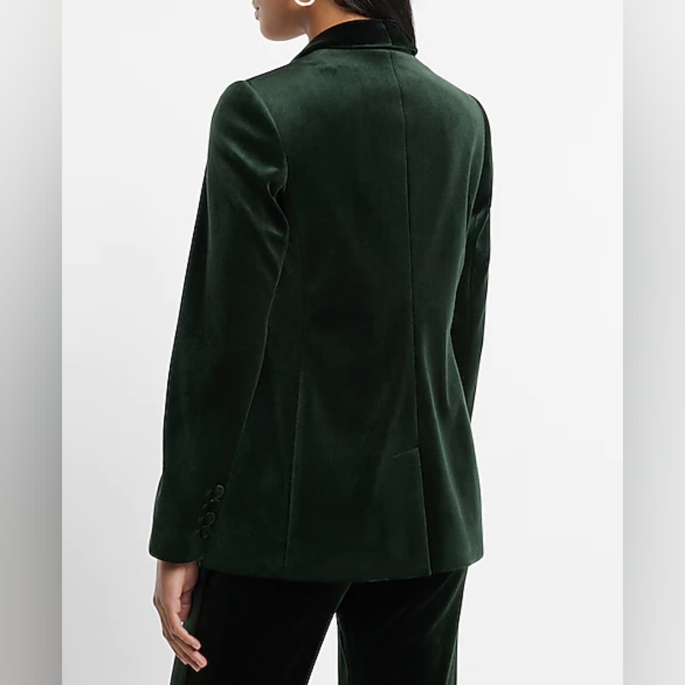 EXPRESS: Velvet Double Breasted Shawl Collar Blazer - Picture 2 of 7